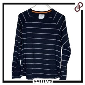 Denim & Flower Navy - Gray Striped Long Sleeve‎ Crew Top Shirt in XL